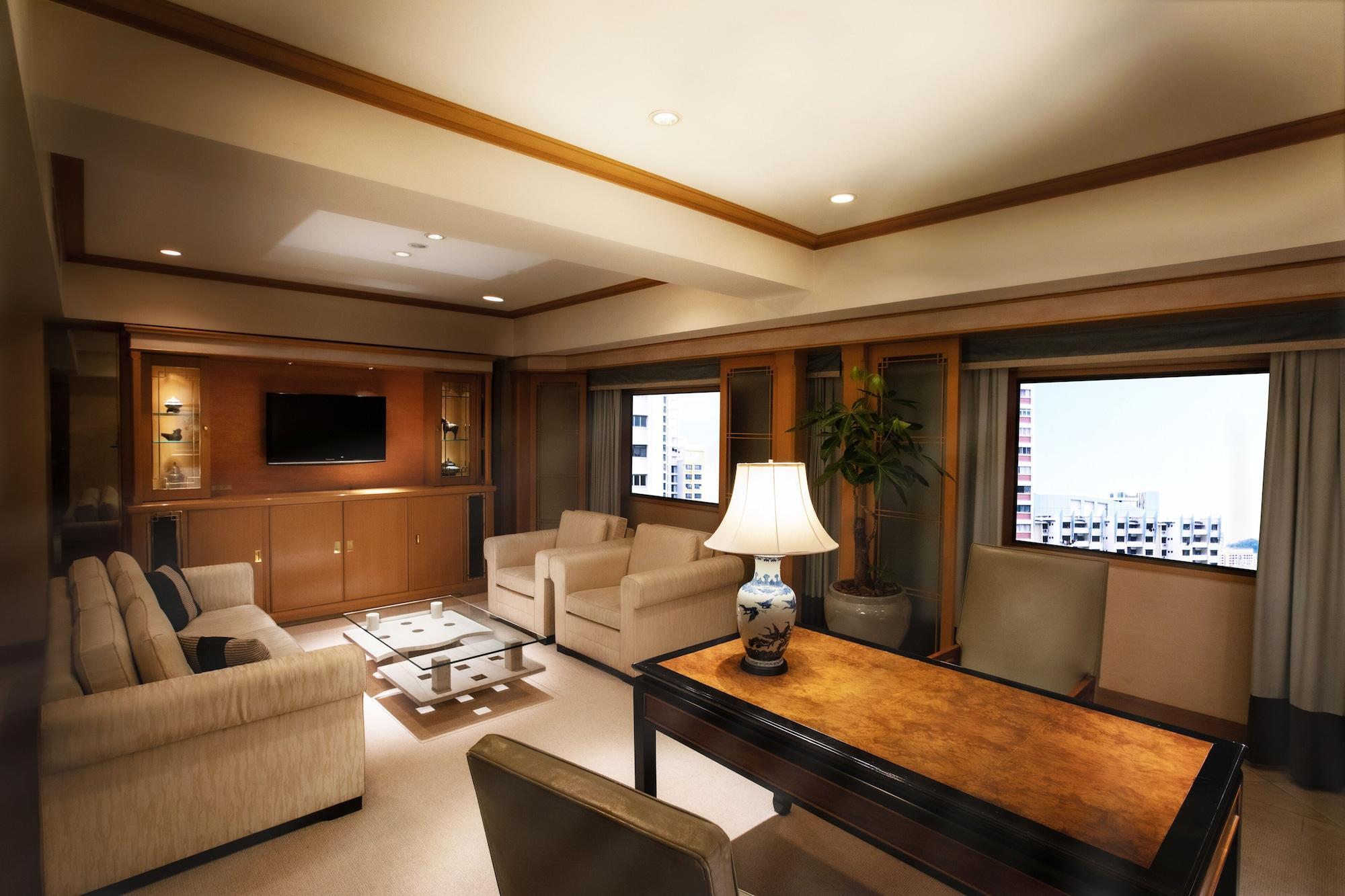 Hotel New Otani Hakata Фукуока Экстерьер фото A 3D rendering of a living room